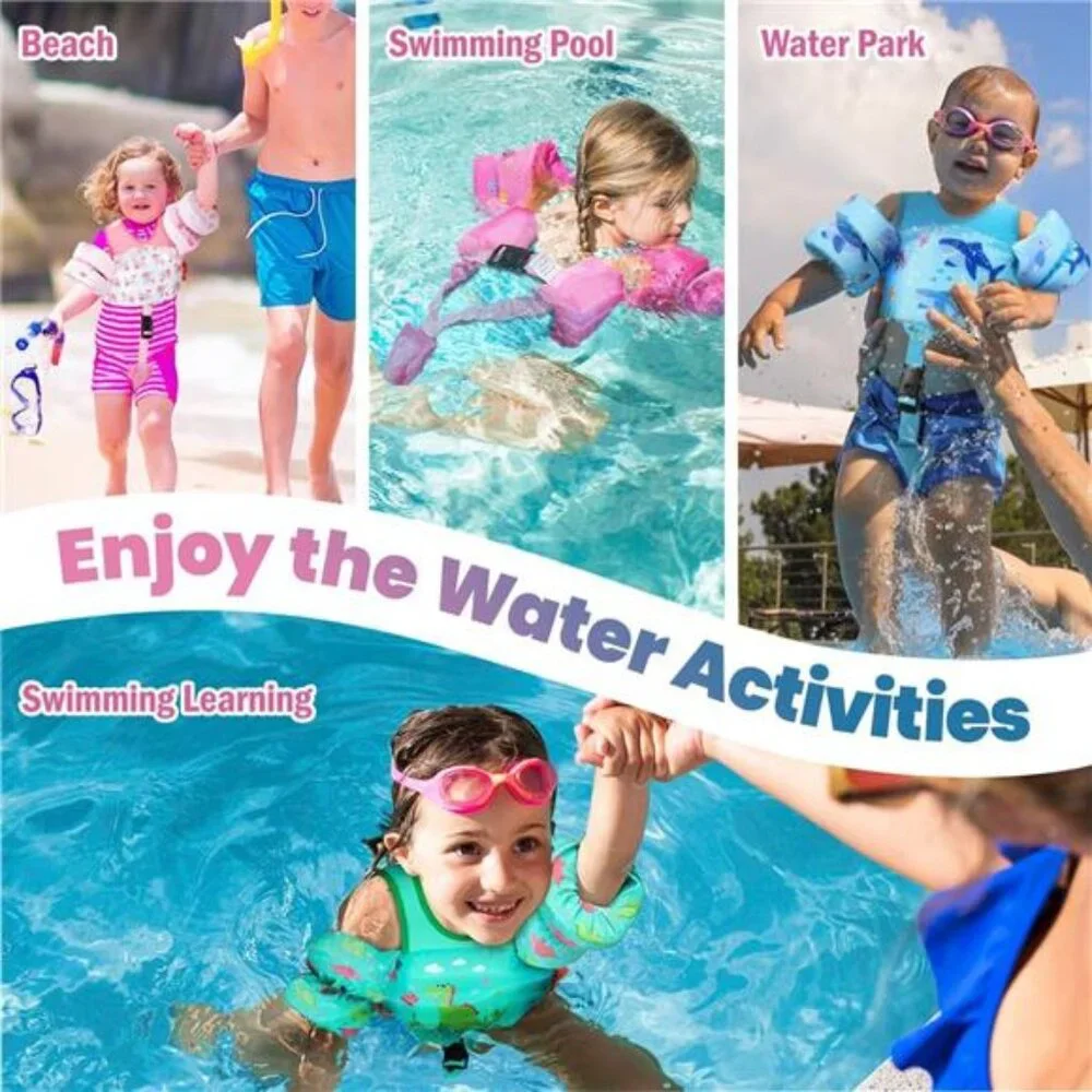 Girls Toddler Swim Vest, Toddler Floaties Fit 13-30 Lbs., Puddle Jumper for Kids